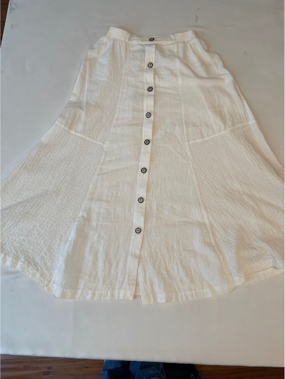 Peter Popovitch White Button-Front Cotton Midi Skirt Small